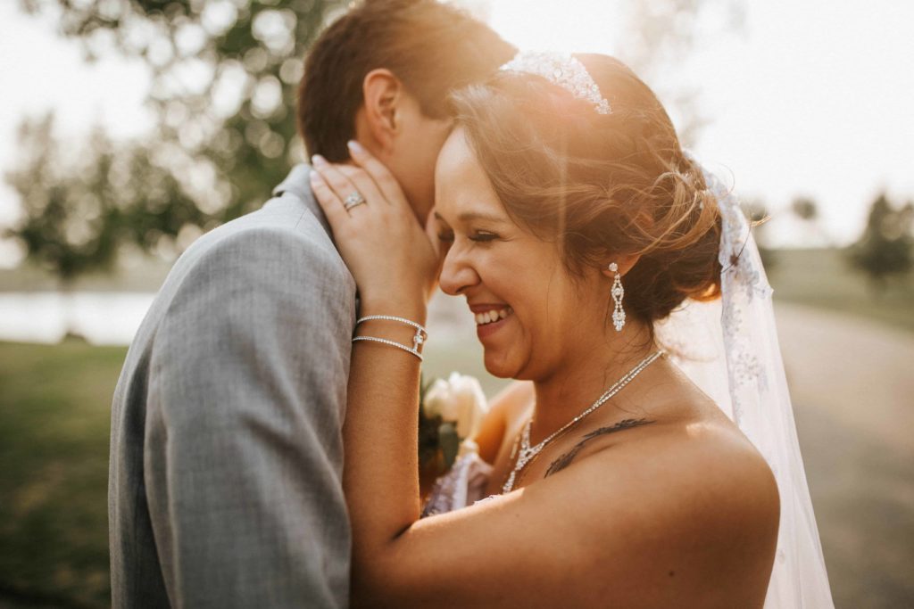 bride and groom smiling and laughing during nashville elopement