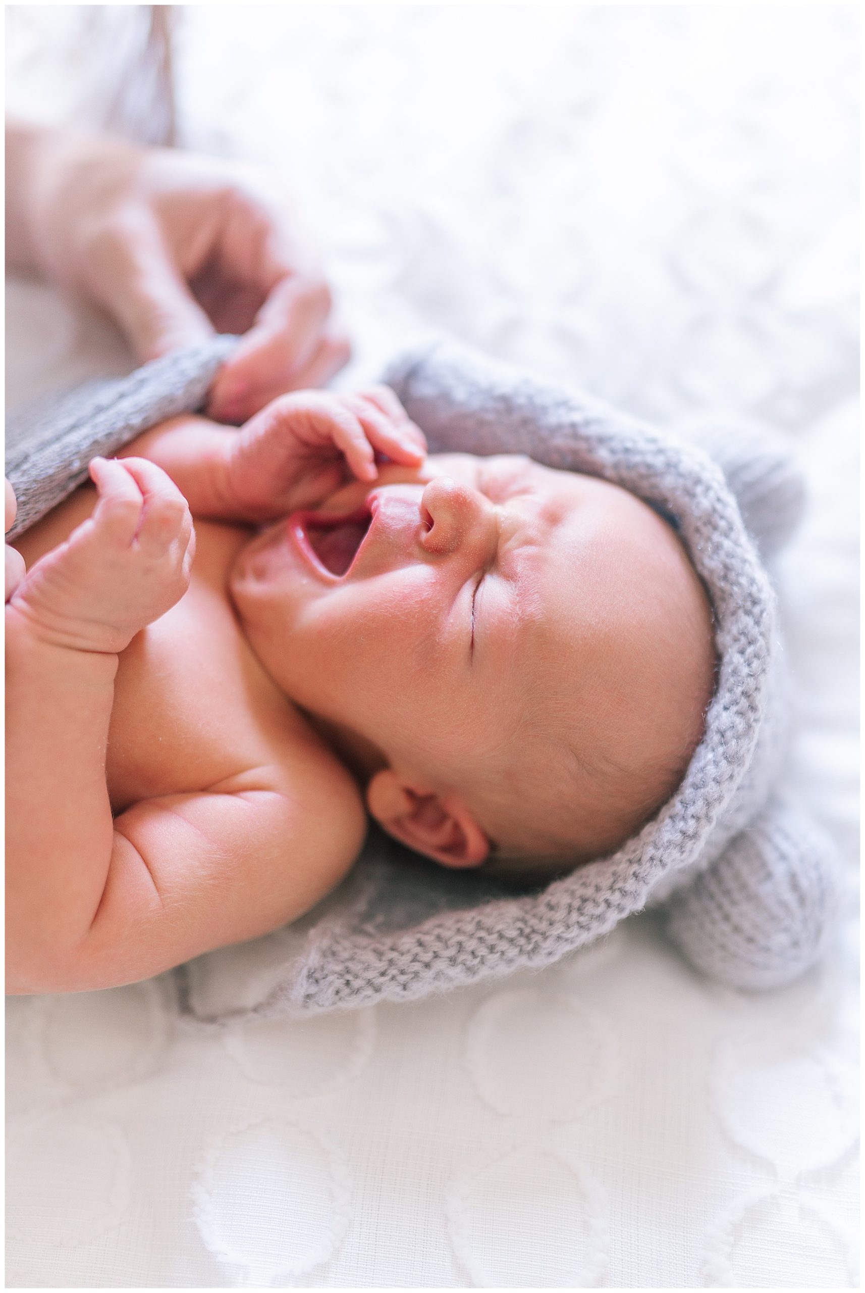 baby yawning during a newborn session