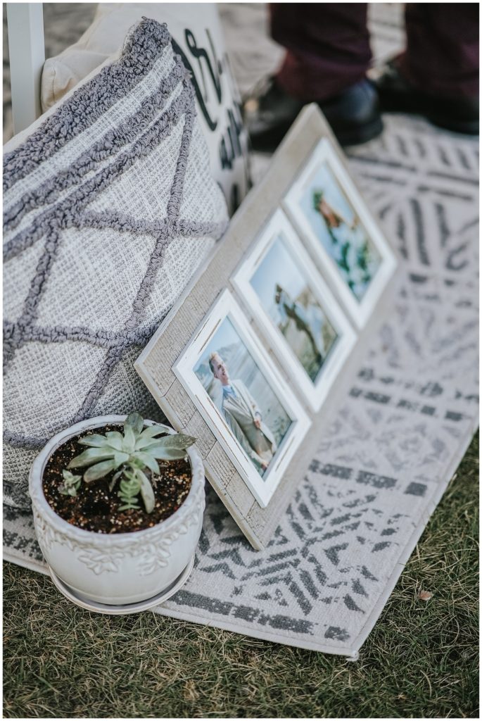 Outer Banks bohemian covid ceremony elopement look for the light photo video succulent and pillow decor