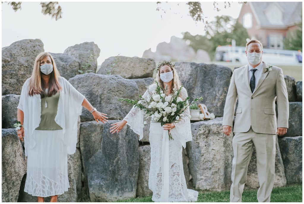 Outer Banks bohemian covid ceremony elopement look for the light photo video wedding social distancing