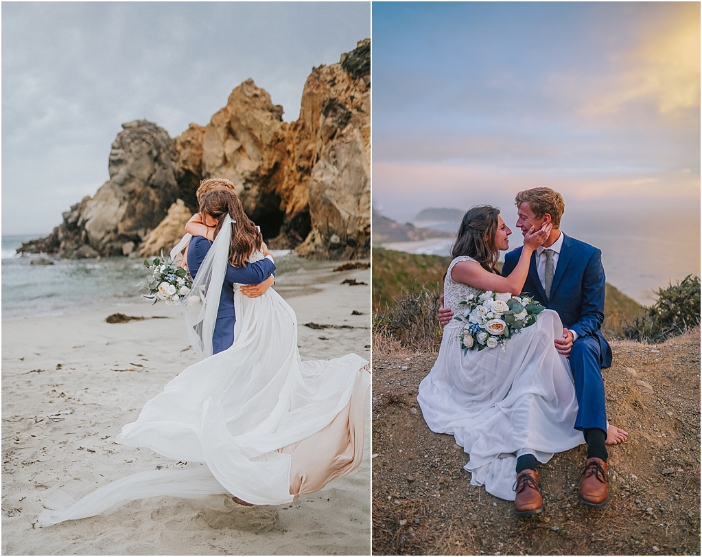Outer banks big sur elopement photographer adventurous beach wedding
