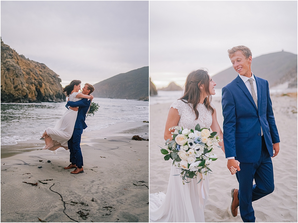 Outer banks big sur elopement photographer walking and talking