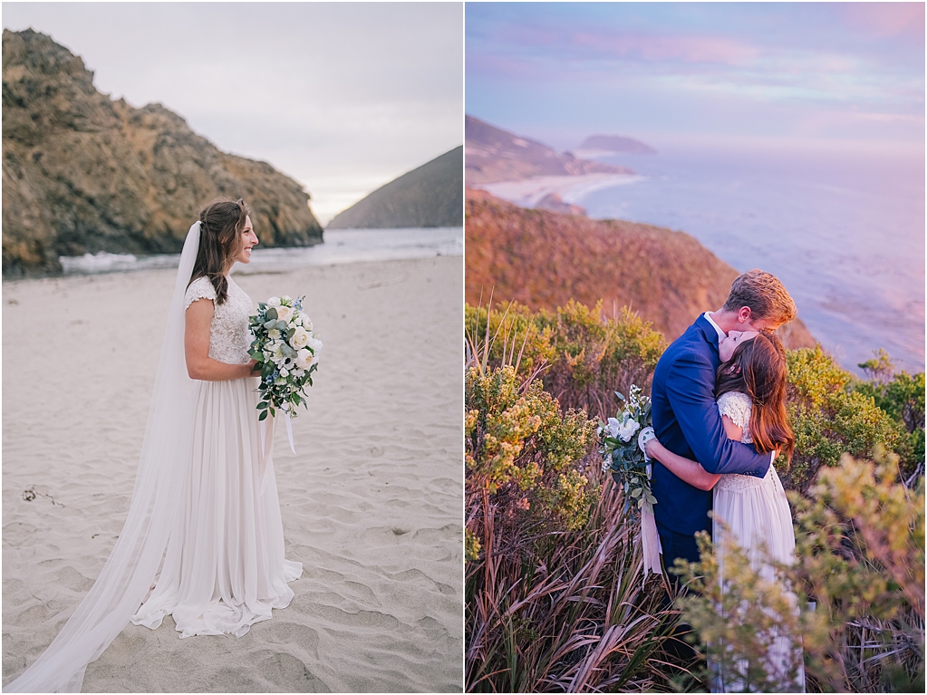 Outer banks big sur elopement photographer sunset intimate moments before the elopement ceremony