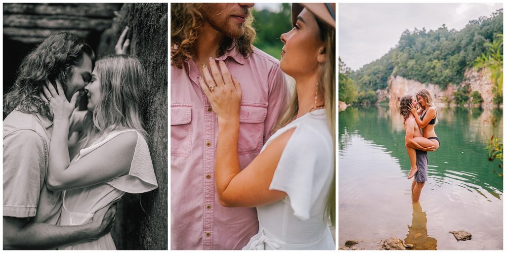 adventure engagement session in meads quarry with fun loving nashville couple