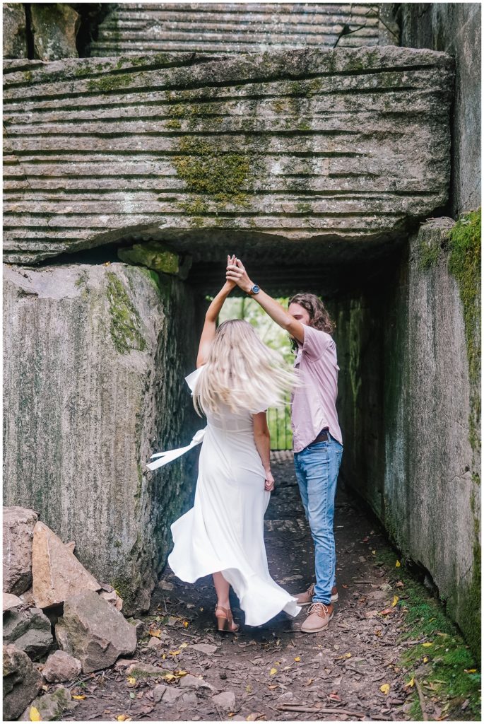 bride dancing with groom at meads quarry in knoxville