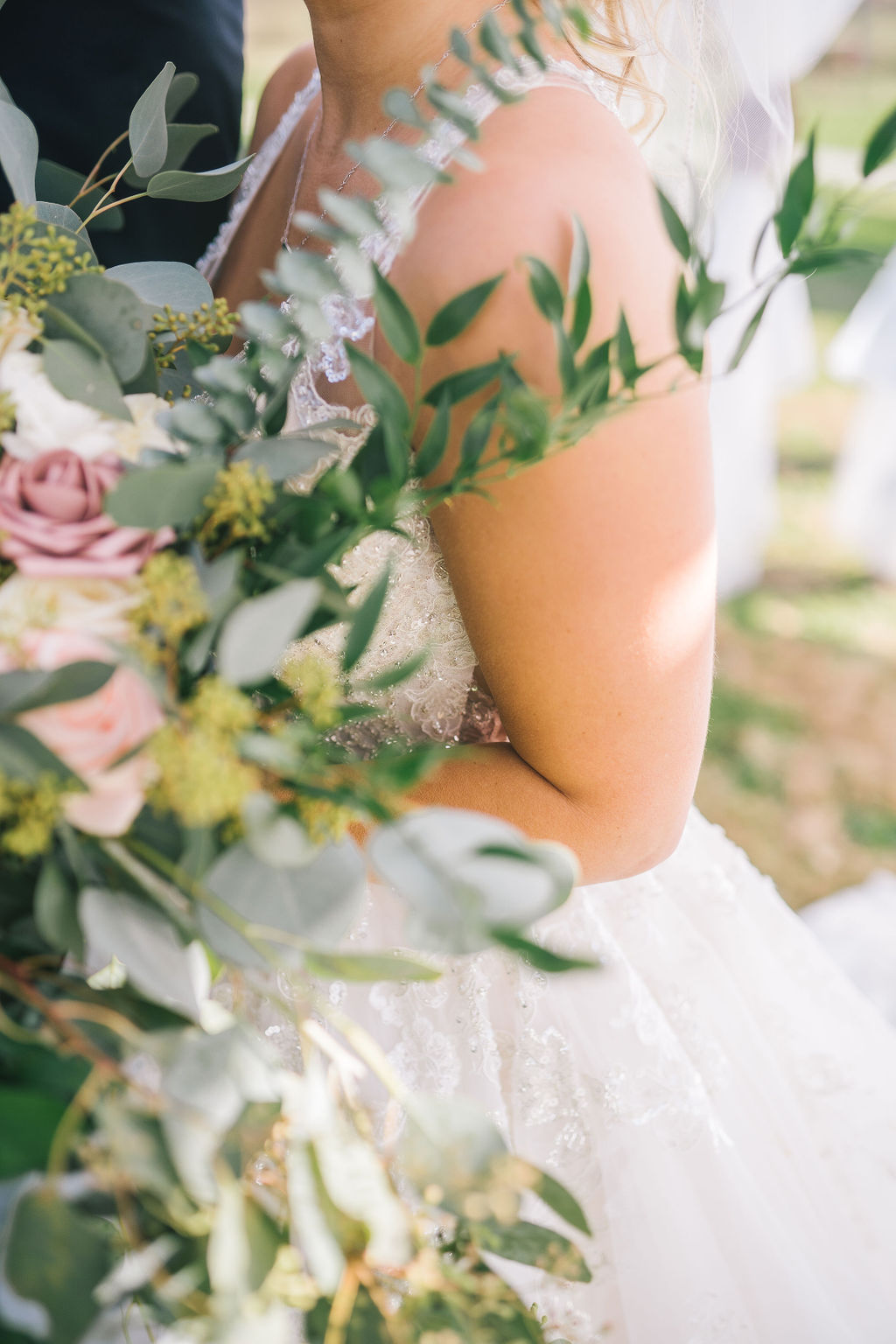 bride holding flowers on wedding day captured in detail shots