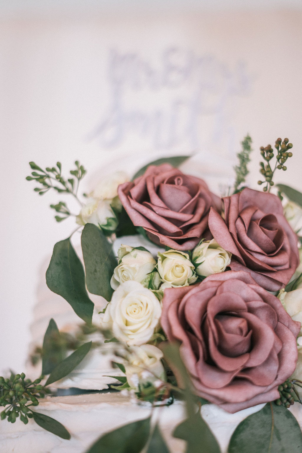 Wedding Photographers Sacramento capture up close view of flower mauve floral arrangement