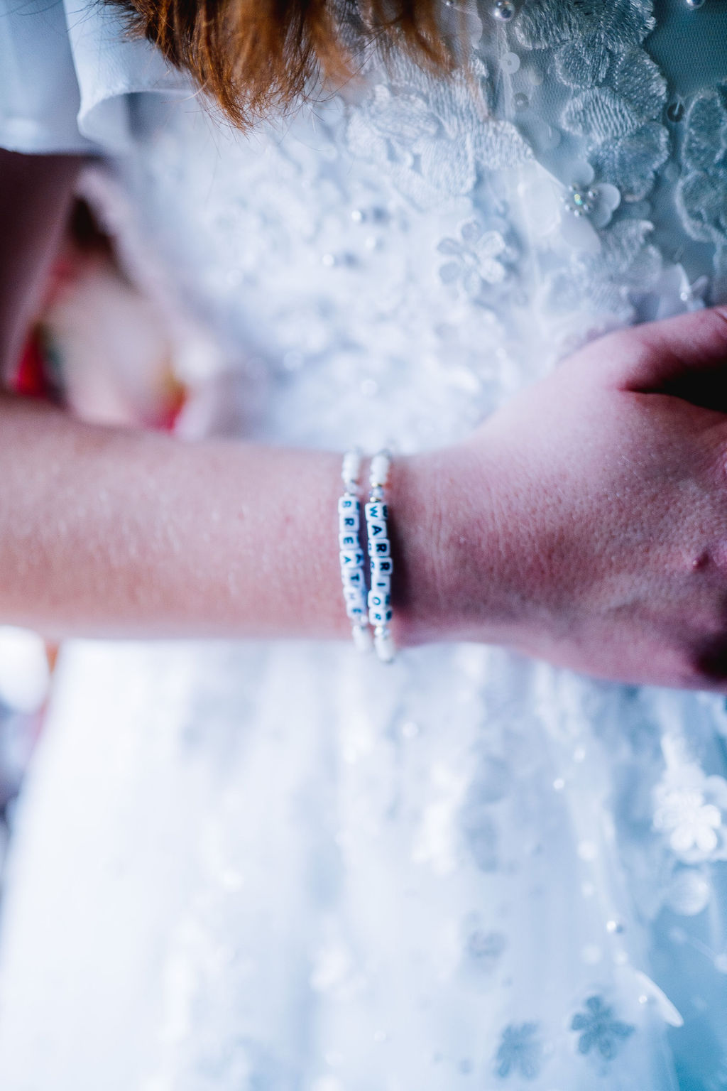 sweet sentimental bracelets on a bride